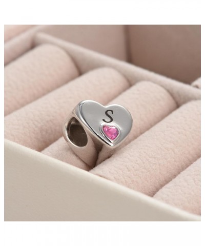 Initial A-Z Letter Love Pink Heart Alphabet Bead Charms Compatible with Pandora Charm Bracelets for Women M $8.33 Bracelets