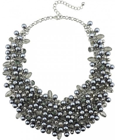 Fashion Crystal Chunky Collar Statement Necklace Earring Set for Women Gift grey $17.69 Jewelry Sets