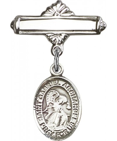 Sterling Silver Polished Baby Badge Bar Pin with Charm, 11/16 Inch Saint Gabriel the Archangel $38.33 Brooches & Pins