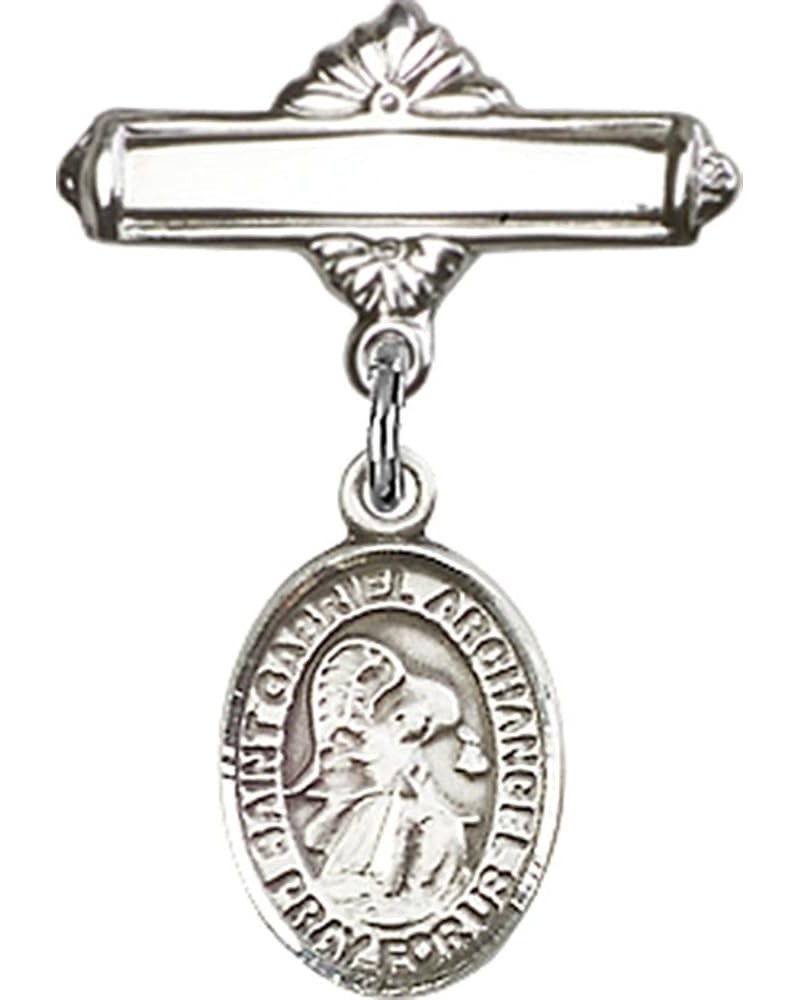 Sterling Silver Polished Baby Badge Bar Pin with Charm, 11/16 Inch Saint Gabriel the Archangel $38.33 Brooches & Pins