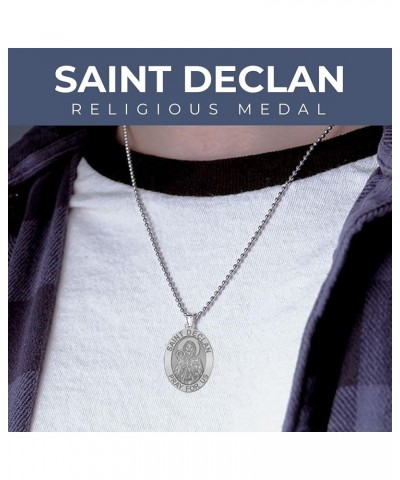 Saint Declan Oval Religious Medal - in Sterling Silver and 10K or 14K Gold 3/4 x 1 Inch Medal With Engraving Solid 14k Yellow...