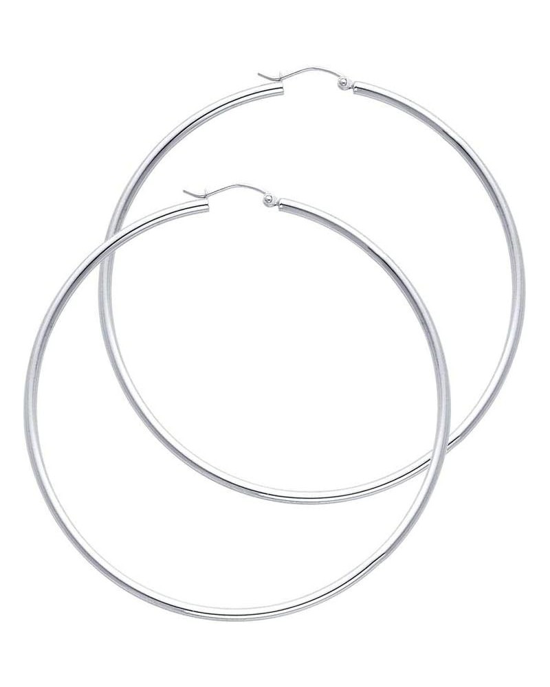 14K Plain Gold 2MM Hoop Earrings for Women - Available in Large, Medium and Small Sizes 55.0 Millimeters White Gold $33.20 Ea...