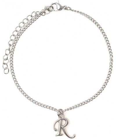 7.5" - 9.5" Stainless Steel Ankle Bracelet with Alloy Initial 26 Letter Options A-Z Curb Chain. Letter R $8.84 Anklets