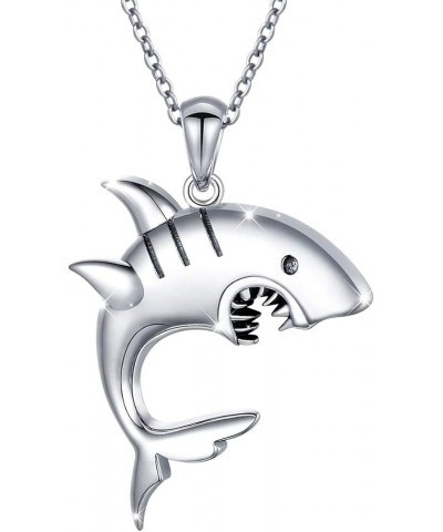 S925 Sterling Silver Dainty Animal Lizard Shark Crocodile Bats Pendant Necklace for Women Men Teen Boy Girl Jewelry Shark $15...