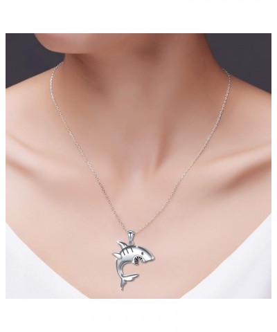 S925 Sterling Silver Dainty Animal Lizard Shark Crocodile Bats Pendant Necklace for Women Men Teen Boy Girl Jewelry Shark $15...