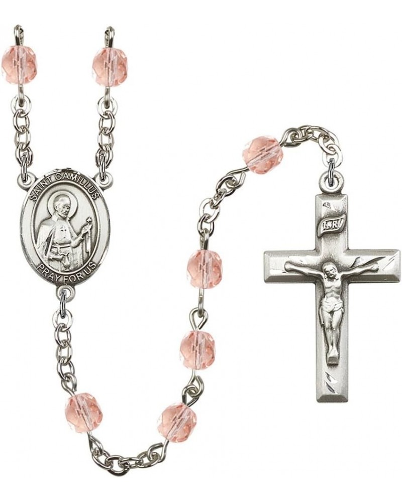 October Birth Month Prayer Bead Rosary with Patron Saint Centerpiece, 19 Inch Saint Camillus of Lellis $58.84 Necklaces