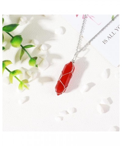 Angel Wings Necklace Healing Crystal Necklaces for Women Trendy Rose Quartz Necklace Red Carnelian Necklace for Teen Girls Rh...