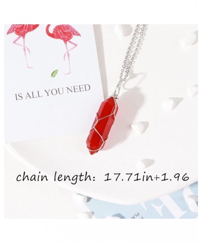 Angel Wings Necklace Healing Crystal Necklaces for Women Trendy Rose Quartz Necklace Red Carnelian Necklace for Teen Girls Rh...