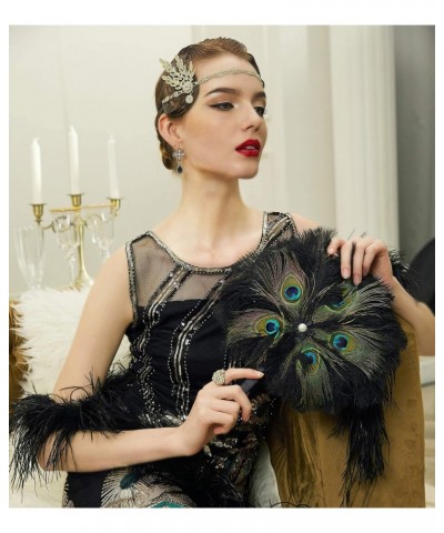 Women's Vintage Bridal Feather Bouquet Men's Vintage Handmade Feather Brooch Flapper Accessories (Black Peacock) $17.16 Brooc...