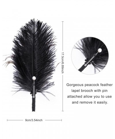 Women's Vintage Bridal Feather Bouquet Men's Vintage Handmade Feather Brooch Flapper Accessories (Black Peacock) $17.16 Brooc...