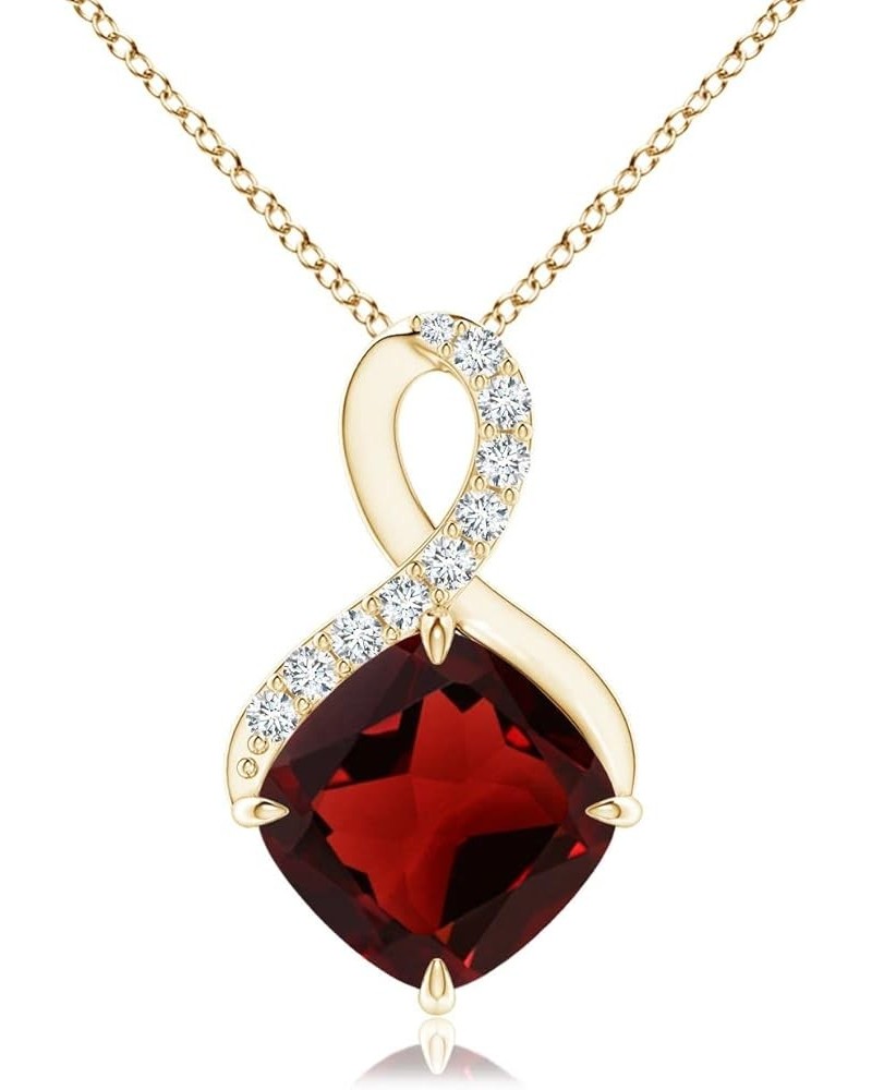 Natural Garnet Solitaire Pendant Necklace for Women, Girls in 14K Solid Gold/Platinum/Sterling Silver | January Birthstone | ...