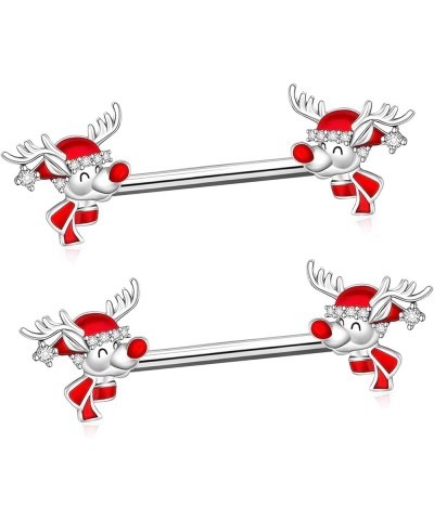 14G Christmas Nipple Barbells Christmas Garland Nipple Ring 316L Surgical Stainless Steel Girl Women Nipple Rings Christmas s...