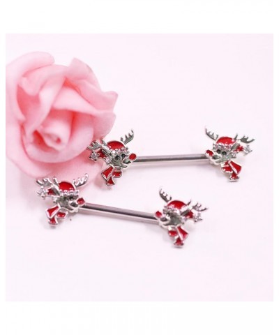 14G Christmas Nipple Barbells Christmas Garland Nipple Ring 316L Surgical Stainless Steel Girl Women Nipple Rings Christmas s...