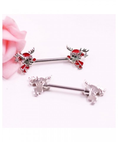 14G Christmas Nipple Barbells Christmas Garland Nipple Ring 316L Surgical Stainless Steel Girl Women Nipple Rings Christmas s...