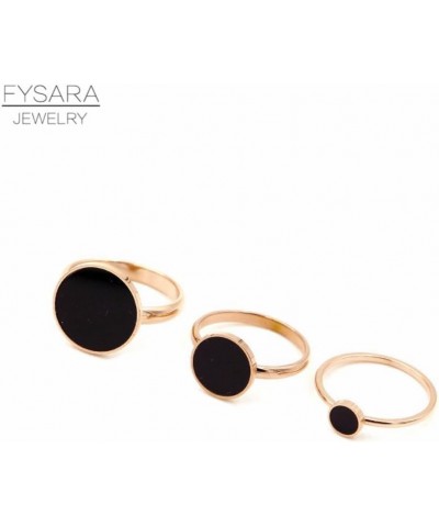 Flat Round Cricle Ring Enamel Black Midi Ring Stainless Steel Rose Gold Ring For Women Jewelry Party Wedding Bagues $11.50 Br...