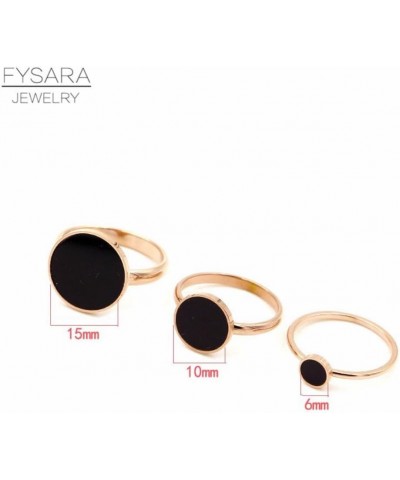 Flat Round Cricle Ring Enamel Black Midi Ring Stainless Steel Rose Gold Ring For Women Jewelry Party Wedding Bagues $11.50 Br...