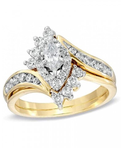 1 CT Marquise-Shaped D/VVS1 Diamond Bypass Bridal Ring Set for Womens in 14K Yellow Gold Plated 925 Sterling Silver $56.10 Sets