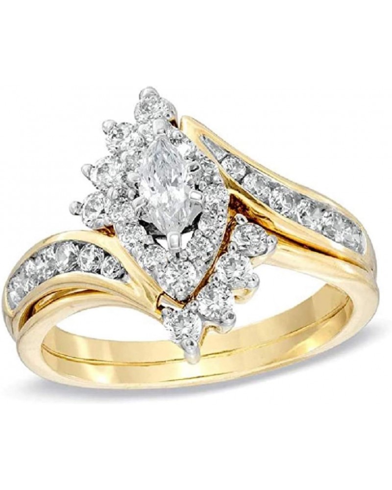 1 CT Marquise-Shaped D/VVS1 Diamond Bypass Bridal Ring Set for Womens in 14K Yellow Gold Plated 925 Sterling Silver $56.10 Sets