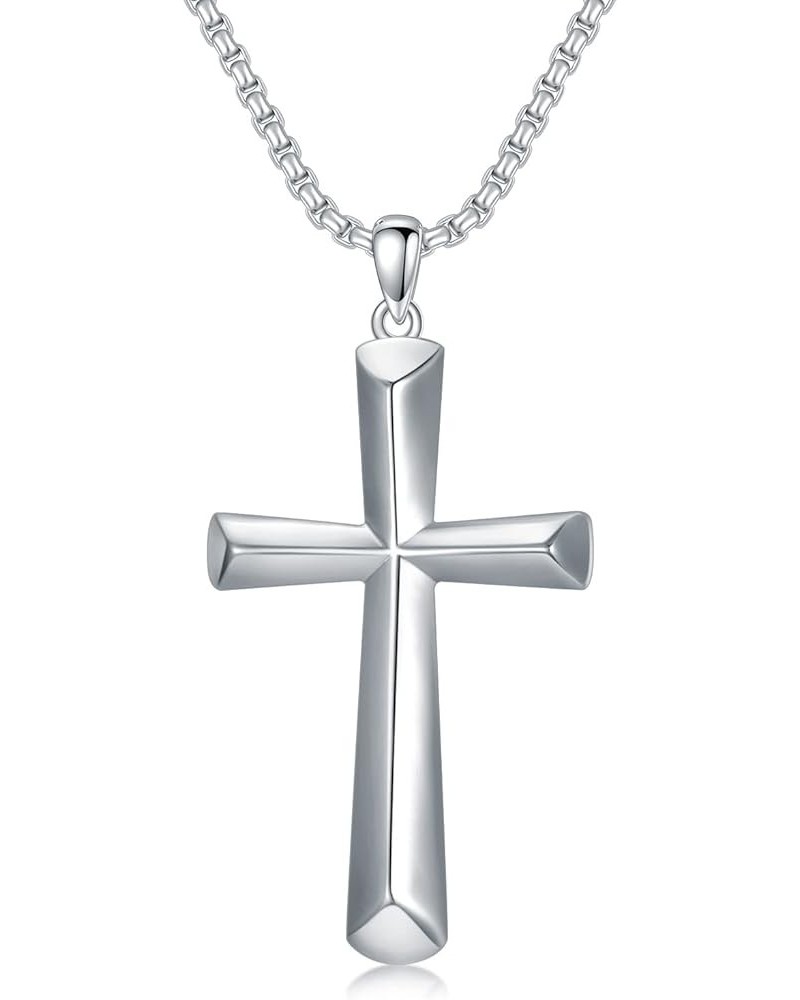 S925 Sterling Silver Black Cross/Best Dad/Baseball Bat/Silver Cross/Ankh Cross/Crucifix with 22+2 Inches Stainless Steel Rolo...