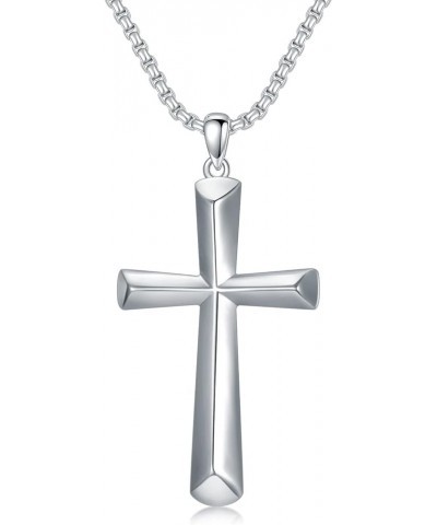 S925 Sterling Silver Black Cross/Best Dad/Baseball Bat/Silver Cross/Ankh Cross/Crucifix with 22+2 Inches Stainless Steel Rolo...