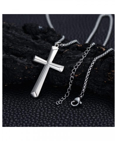 S925 Sterling Silver Black Cross/Best Dad/Baseball Bat/Silver Cross/Ankh Cross/Crucifix with 22+2 Inches Stainless Steel Rolo...