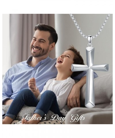 S925 Sterling Silver Black Cross/Best Dad/Baseball Bat/Silver Cross/Ankh Cross/Crucifix with 22+2 Inches Stainless Steel Rolo...