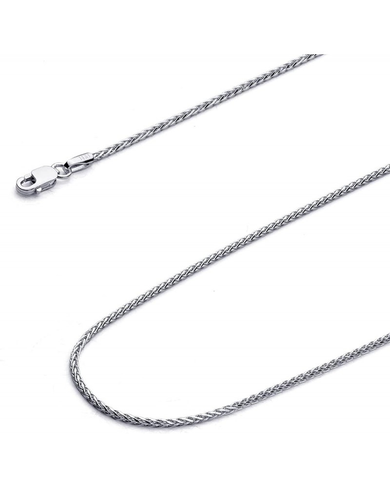 14K Solid Gold Round Diamond Cut Wheat Chains (Select Options) 22 Inches White Gold $97.75 Necklaces