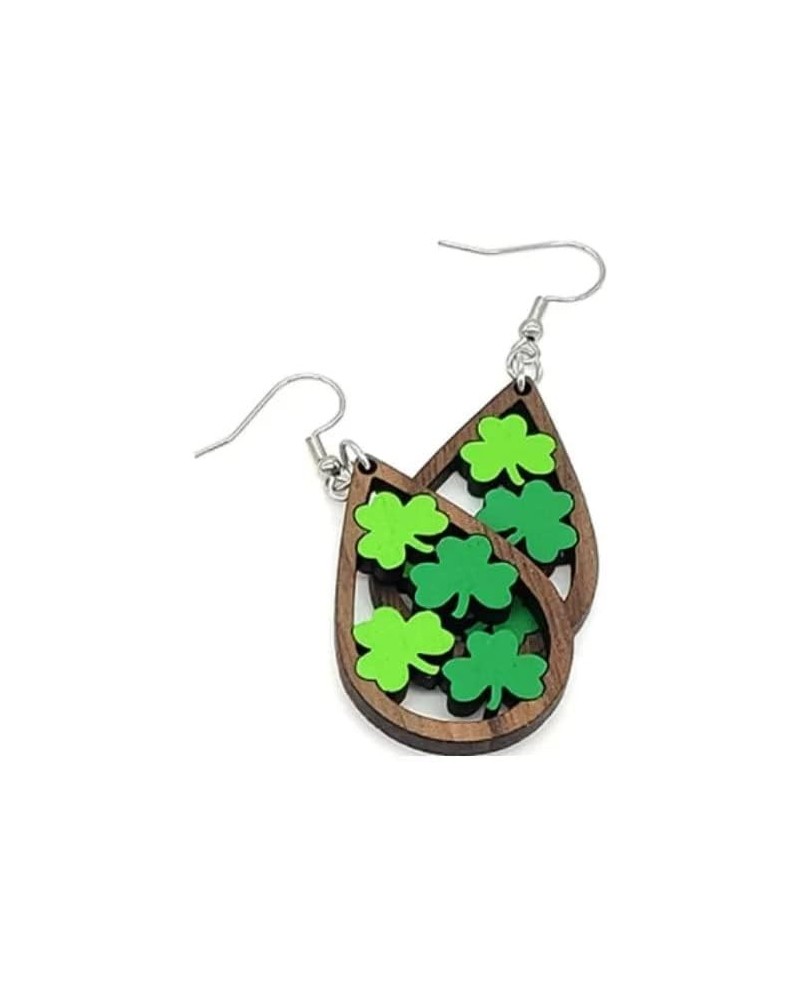 Clover Wooden Earrings Saint Patrick's Day Earrings Valentine's Day Gift Rainbow Earrings for Women Girls Jewelry Gift Green ...