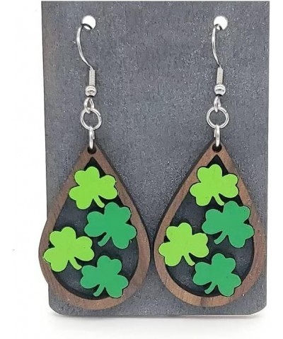 Clover Wooden Earrings Saint Patrick's Day Earrings Valentine's Day Gift Rainbow Earrings for Women Girls Jewelry Gift Green ...