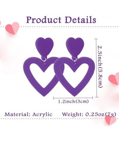 Y2K Love Heart Dangle Earrings for Women Girls Summer Beach Alloy Acrylic Candy-colored Earrings Lightweight Double Heart Dro...