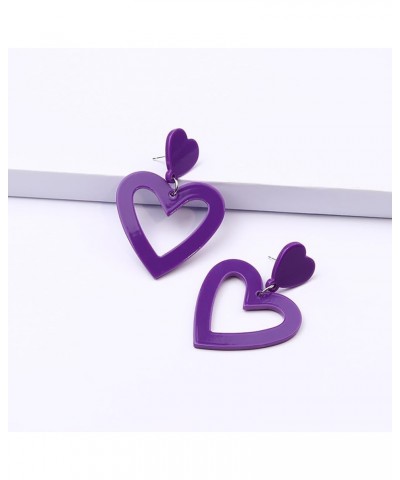 Y2K Love Heart Dangle Earrings for Women Girls Summer Beach Alloy Acrylic Candy-colored Earrings Lightweight Double Heart Dro...