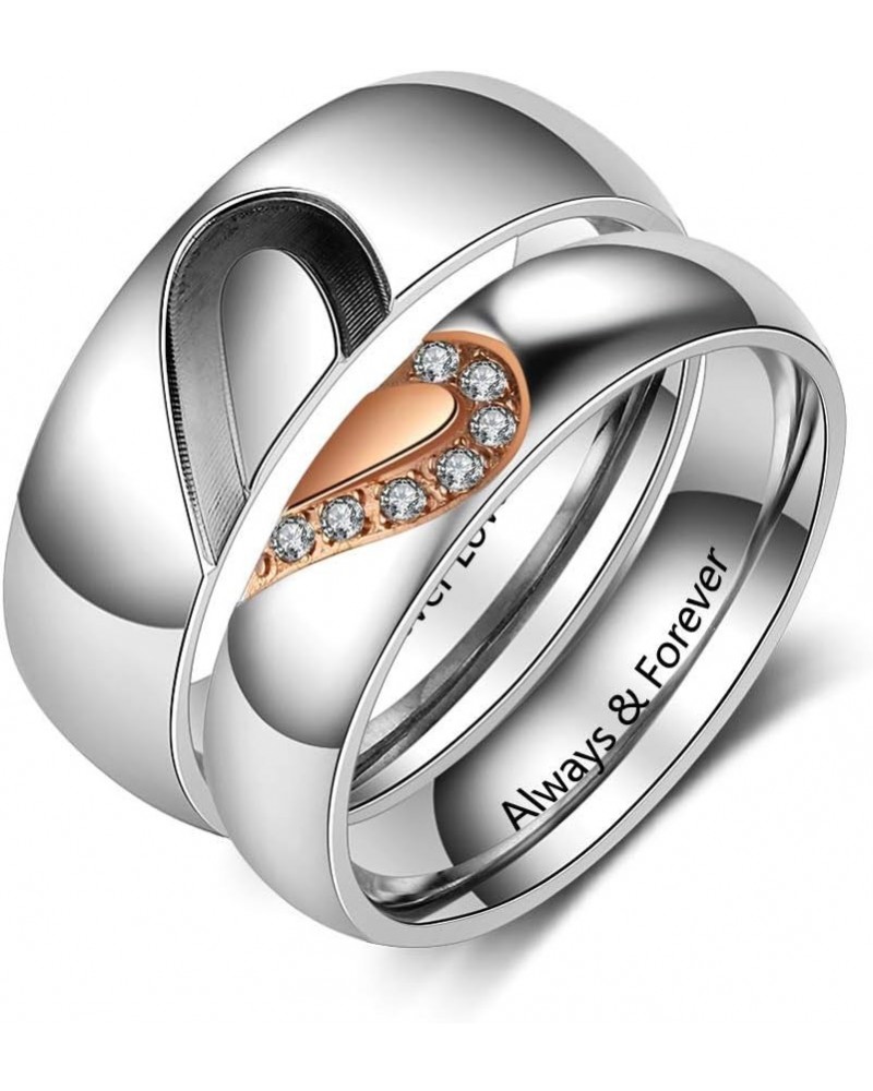 Personalized Couples Rings Set for Him and Her Promise Rings for Couples Free Engraving Stainless Steel Engagement Rings for ...