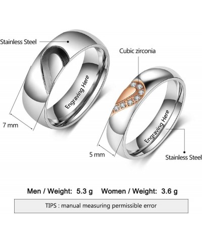 Personalized Couples Rings Set for Him and Her Promise Rings for Couples Free Engraving Stainless Steel Engagement Rings for ...