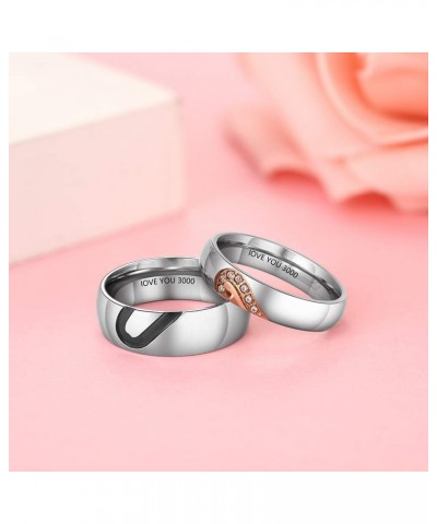 Personalized Couples Rings Set for Him and Her Promise Rings for Couples Free Engraving Stainless Steel Engagement Rings for ...