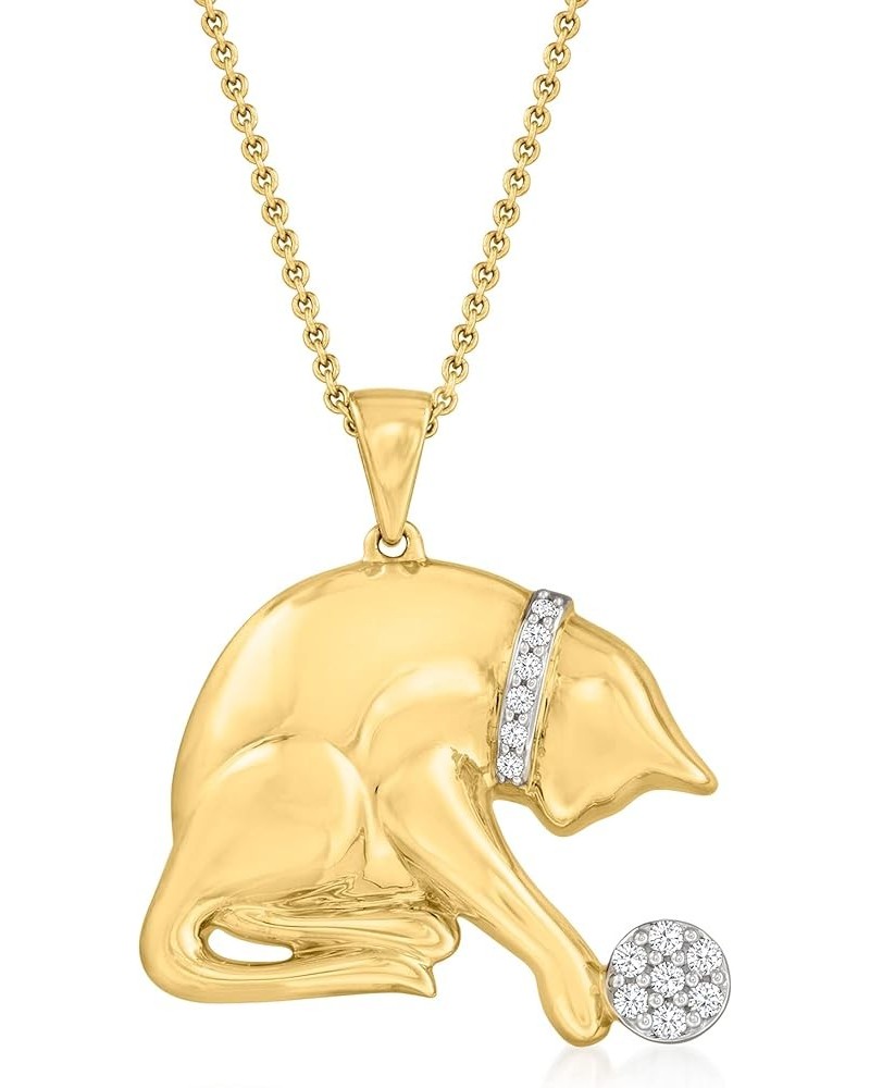 0.15 ct. t.w. Diamond Playing Cat Pendant Necklace in 18kt Gold Over Sterling 18.0 Inches $99.00 Necklaces