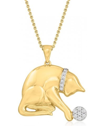 0.15 ct. t.w. Diamond Playing Cat Pendant Necklace in 18kt Gold Over Sterling 18.0 Inches $99.00 Necklaces