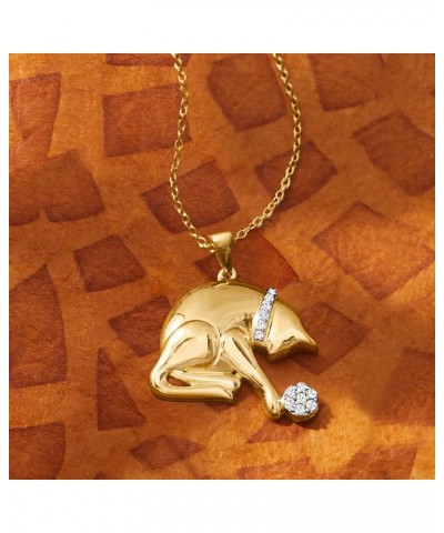 0.15 ct. t.w. Diamond Playing Cat Pendant Necklace in 18kt Gold Over Sterling 18.0 Inches $99.00 Necklaces