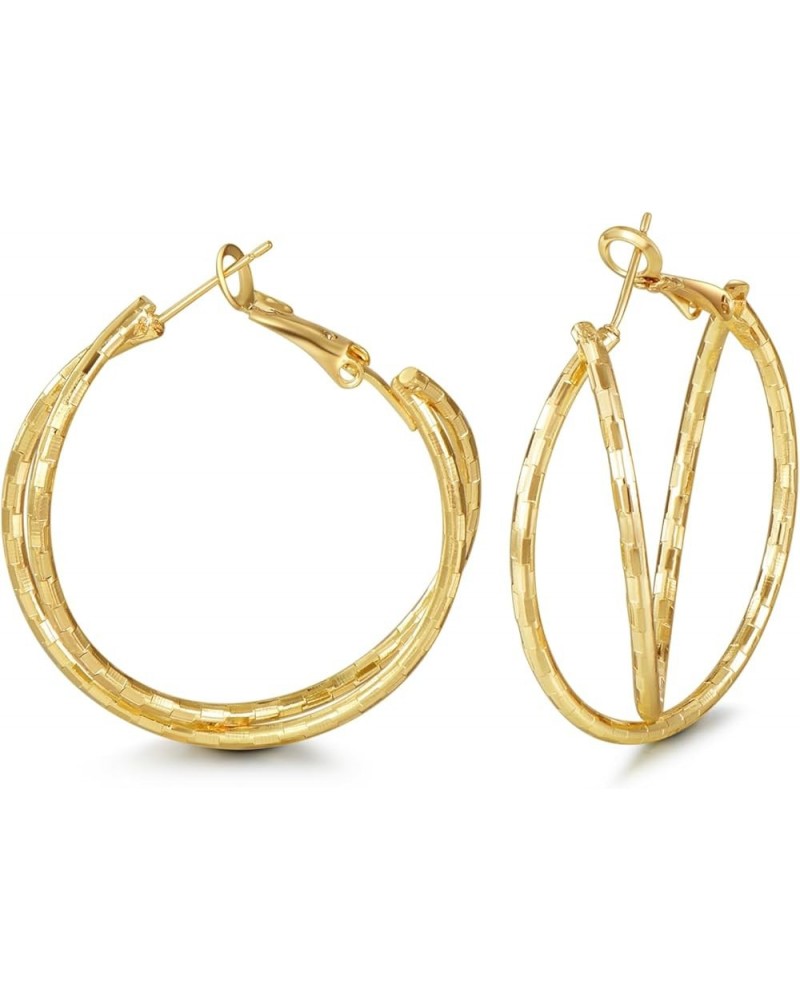 18k Gold Plated Hoop Earring Large Hoop Earrings Twisted Hoop Earring Layered Hoop Earring Thanksgiving Christmas Gift for Wo...