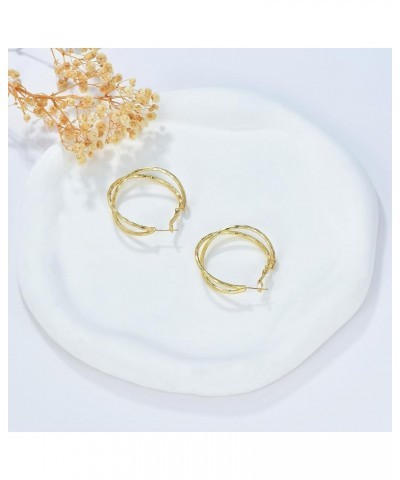 18k Gold Plated Hoop Earring Large Hoop Earrings Twisted Hoop Earring Layered Hoop Earring Thanksgiving Christmas Gift for Wo...