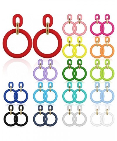 16 Pairs Matte Hoop Earrings Colorful Hoop Earrings 80s Retro Neon Earrings Large Drop Earrings for Women Girls Chain Link $1...