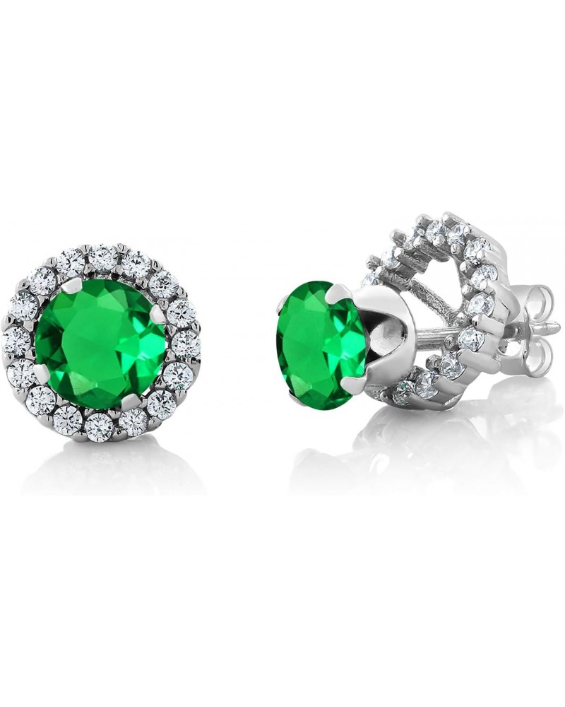 925 Sterling Silver Green Simulated Emerald Removable Jacket Stud Earrings For Women (1.54 Cttw, Round 6MM) $23.10 Earrings