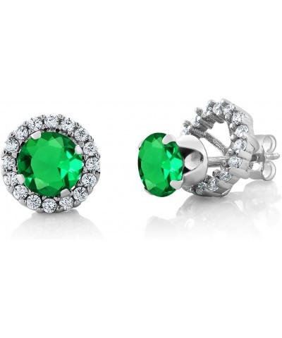 925 Sterling Silver Green Simulated Emerald Removable Jacket Stud Earrings For Women (1.54 Cttw, Round 6MM) $23.10 Earrings