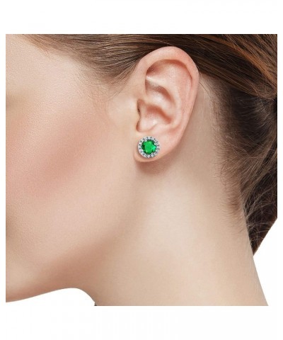 925 Sterling Silver Green Simulated Emerald Removable Jacket Stud Earrings For Women (1.54 Cttw, Round 6MM) $23.10 Earrings