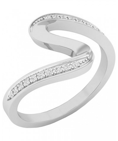 0.05 Carat (ctw) Round White Diamond Wave Style Right Hand Ring Cocktail Ring for Her in 18K Gold 5.5 White Gold $176.82 Rings