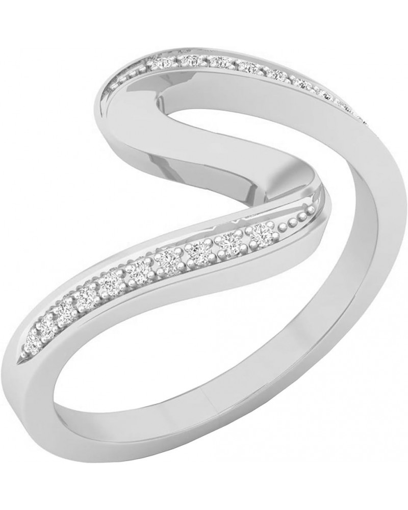 0.05 Carat (ctw) Round White Diamond Wave Style Right Hand Ring Cocktail Ring for Her in 18K Gold 5.5 White Gold $176.82 Rings