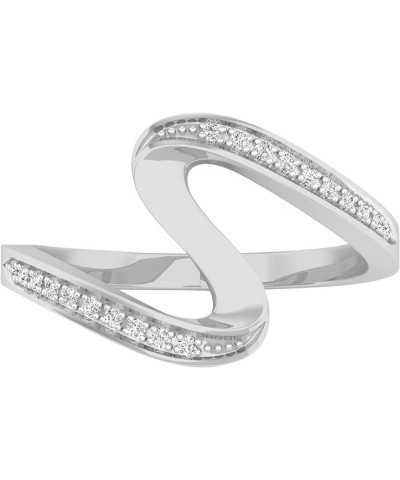 0.05 Carat (ctw) Round White Diamond Wave Style Right Hand Ring Cocktail Ring for Her in 18K Gold 5.5 White Gold $176.82 Rings