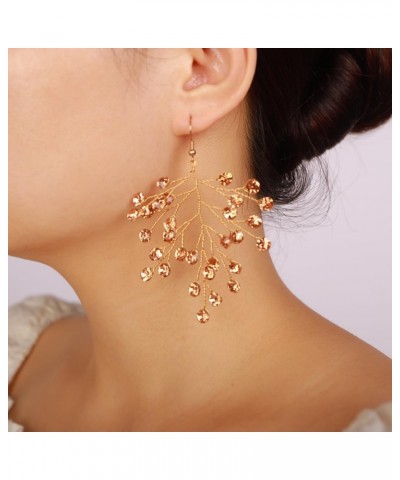 Handmade Bridal Earrings Rhinestone Dangle Earrings Rhinestone Chandelier Earrings Jewelry for Women and Girls Gold1 $8.11 Ea...