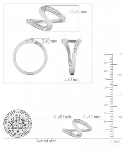 0.05 Carat (ctw) Round White Diamond Wave Style Right Hand Ring Cocktail Ring for Her in 18K Gold 5.5 White Gold $176.82 Rings