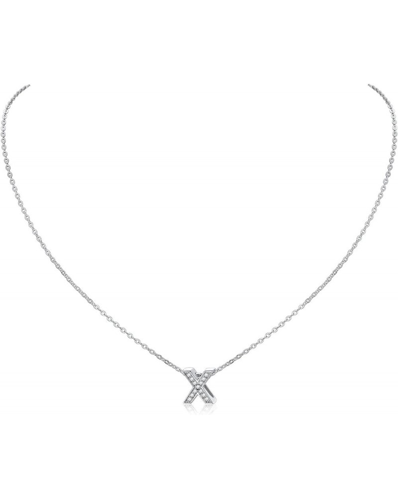 Cubic Zirconia Initial Necklace for Women 925 Sterling Silver Letter Necklace Dainty Personalized Jewelry (with Gift Box) Whi...