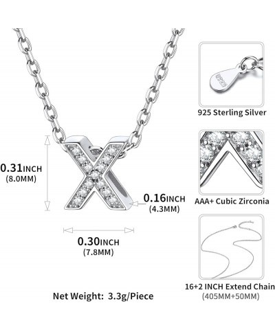 Cubic Zirconia Initial Necklace for Women 925 Sterling Silver Letter Necklace Dainty Personalized Jewelry (with Gift Box) Whi...